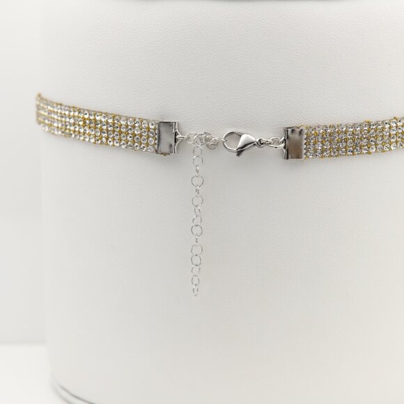 Sparkly White Stones Choker Necklace Adjustable White Rhinestone Chokers  (#70) - Picture 4 of 11